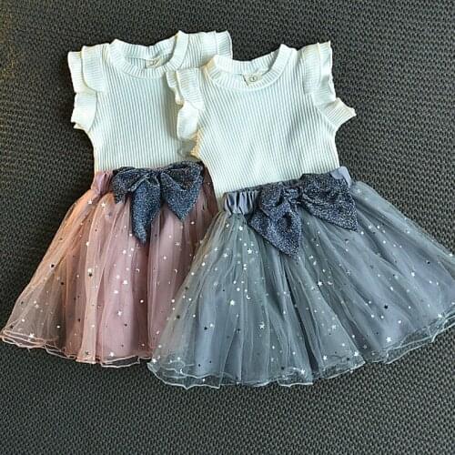 Girls Set Summer 2021 New Fashion Baby Girl Sling Skirt Short-sleeve T-shirt Fluffy Skirt Two-piece Childrens Clothes 2-6 Years