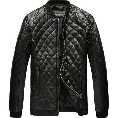 2019 Season Leather Jacket Mens Wear Leisure Time Loose Coat Pu Leather Clothing Male Diamond Lattice Tide Male Loose Coat