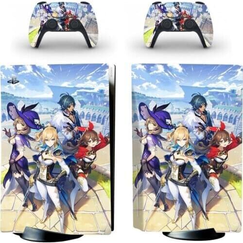 Genshin Impact PS5 Standard Disc Edition Skin Sticker Decal Cover for PlayStation 5 Console & Controller PS5 Skin Sticker Vinyl