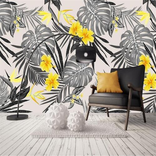 3d wallpaper mural walls decor custom home improvement black white wallpaper for living room wall photo wallpaper banana leaf