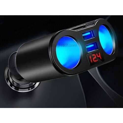 3 in 1 12V Car Cigarette Lighter Socket Splitter Plug Dual USB Charger Voltage Current Monitor For iPhone Samsung Smartphone