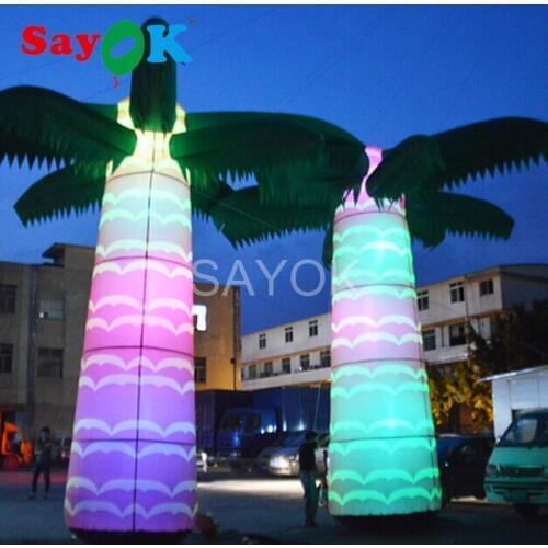 Sayok Giant Inflatable Coconut Palm Tree 6m(20ft) High with 13 Colors LED Light for Yard Decoration Advertising Promotion