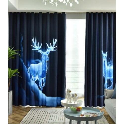 Blue curtains Customized size Luxury Blackout 3D Window Curtains For Living Room blackout curtains