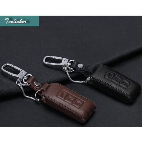 Tonlinker 1 Pcs DIY Car Styling PU Leather car Special Key sticker Cover Case stickers for Mitsubishi Outlander 2016