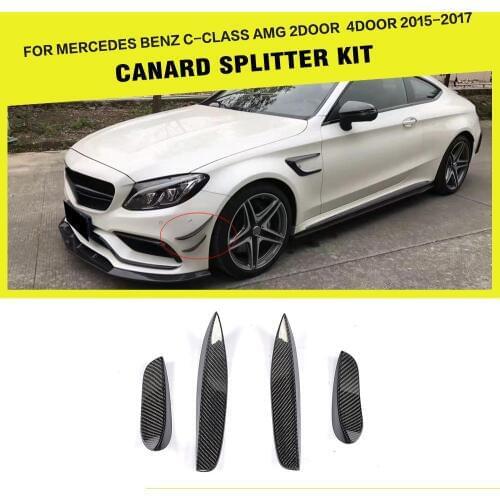 Carbon Fibre / FRP Black Racing Front Bumper Wing Splitters Lip for Mercedes Benz C-Class W205 C205 C63 AMG 2015 - 2017
