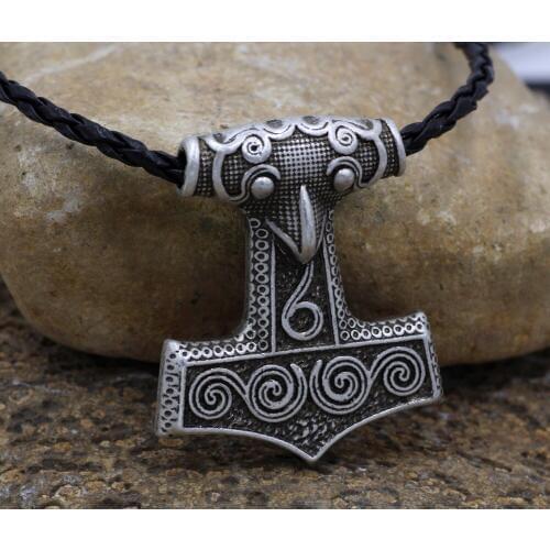 Viking Norse Odin Thors Mjolnir Hammer Mens Pendant Necklace for Man