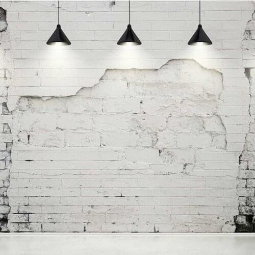 MEHOFOTO Vinyl Photography Background White Brick Wall Droplight Computed Printed Children Backdrops for Photo Studio CM-6642