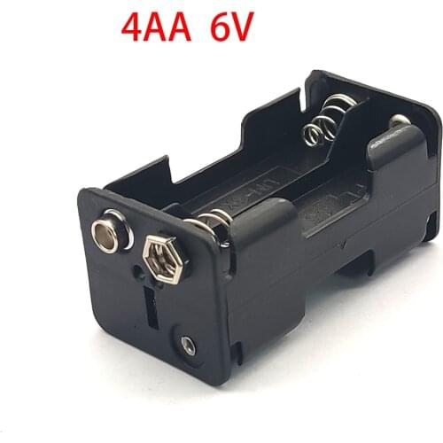 High Quality AA Battery Holder 6V for 4 X AA Batteries Black Plastic Storage Box Case Dual Layers with 9V Connector
