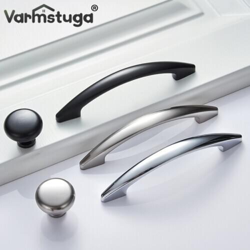 VARMSTUGA Bright Chrome Handles Kitchen Cabinet Handles Solid Drawer Knobs Silver Cupboard Door Wardrobe Pulls Furniture Handle