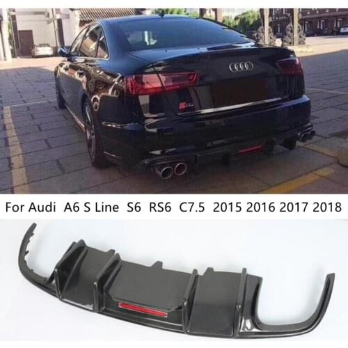 For Audi A6 S Line S6 RS6 C7.5 2015 2016 2017 2018 Real Carbon Fiber Rear Diffuser Lip Spoiler High Quality Bumper Accessories
