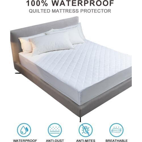Waterproof Quilted Mattress Protector Thicken White Diamond Lattice Bed Mattress Cover Breathable Protection Pad Anti-mite
