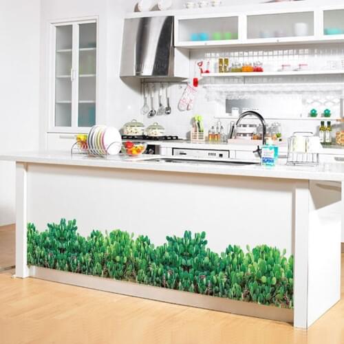 Green cactus Baseboard Wall Stickers home decoration living room Antifouling Mural Art Decals waterproof plant sticker wallpaper