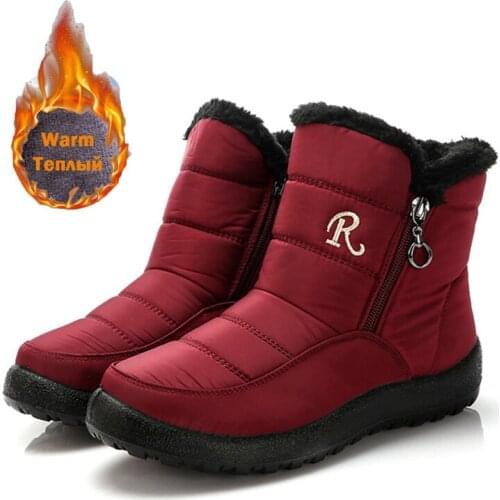 2021 Winter Waterproof Snow Boots Women Warm Cotton Padded Shoes for Woman Double Zipper Thicken Plush Ankle Botas Mujer