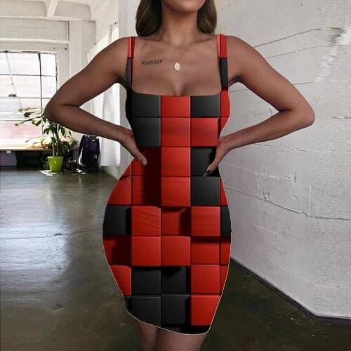 Giyu Brand Geometry Dresses Women Pattern 3d Print Creativity Sundress Harajuku Vestido Sexy Womens Clothing Club New Boho