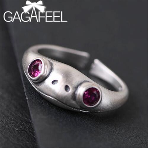 GAGAFEEL Real 925 Sterling Silver Frog Opening Ring for Women Matte Cute Animal Adjustable Rings Fashion Thai Silver Jewelry