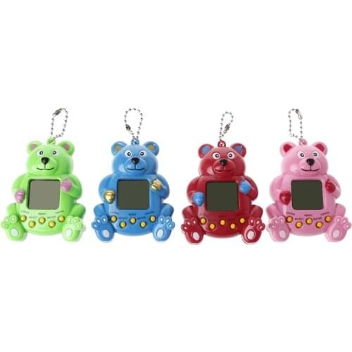 LCD Virtual Digital Pet Handheld Electronic Game Machine With Keychain Bear Shape