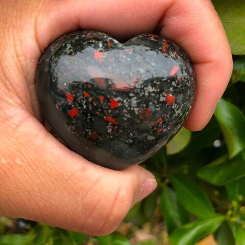 1pcs Beautiful natural crystal heart, quartz African blood jade gem heart qi therapy feng shui