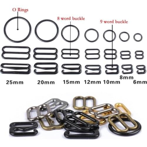 100pcs 6mm 10mm 15mm 25mm Gold silver Balck bronze Bra Strap Adjustment Buckles Underwear sliders Rings Clips DIY Accessories