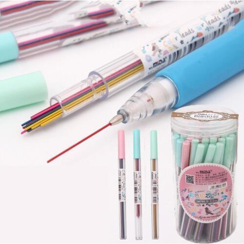 15Pcs/box 0.5 /0.7 mm Colorful Lead Art Sketch Automatic Color Lead Creative School Cute Mechanical Pencil
