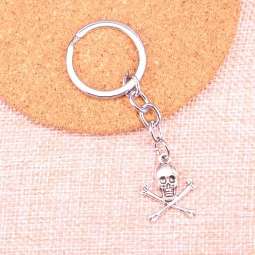 20pcs 24*19mm skull skeleton bone Pendants DIY Men Car Key Chain Ring Holder Keyring Souvenir Jewelry Gift