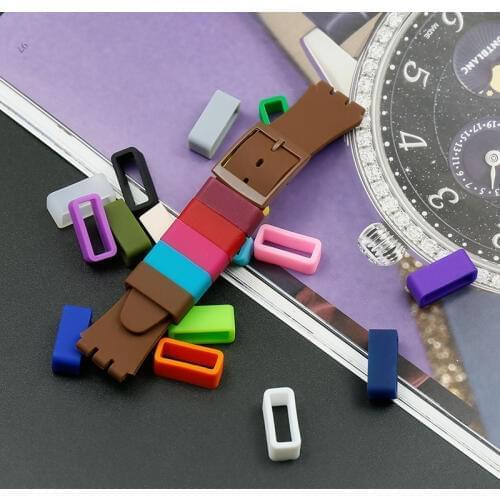4pcs mens silicone watch with bezel accessories for swatch female rubber strap loop activity ring buckle ring