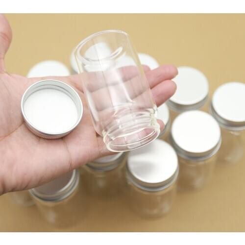 6pcs/lot 47*80mm 100ml Small Glass Bottle jars Silver Screw Cap Candy Glass Jars Storage Container Transparent bottles