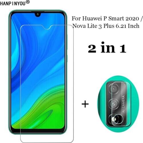 2-in-1 For Huawei P Smart 2020 / Nova Lite 3 Plus Soft Fiber Camera Lens Protection Film + Front Tempered Glass Screen Protector