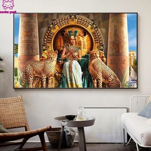 DIY diamond painting Large Size Modern God of Egypt and Leopard cross stitch diamond full mosaic diamond embroidery