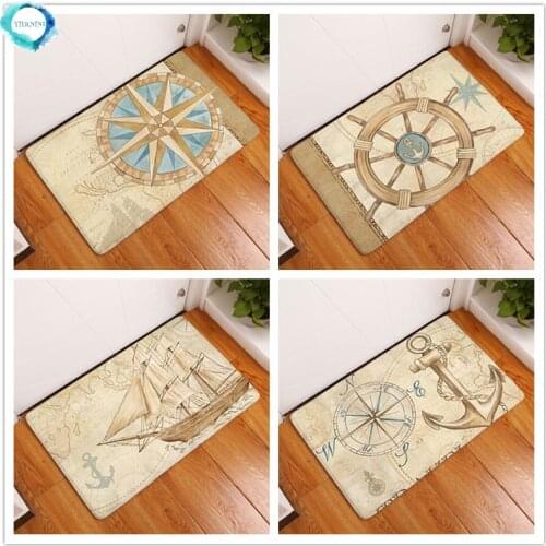 Anti-Slip Door Mat Waterproof Cartoon Ocean Anchor Ferry Carpets Bedroom Rugs Decorative Stair Mats Home Decor Crafts 40x60cm