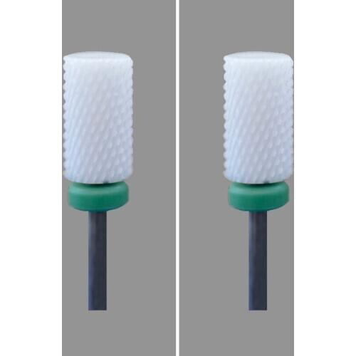 2pcs White Ceramic Nail Drill Bit - Large Barrel Bit C