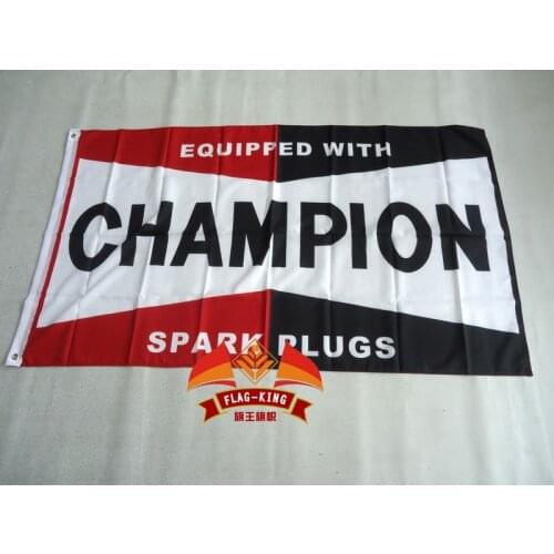 CHAMPION EQUIPPED WITH SPARK PLUGS racing flag,90*150CM polyester CHAMPION banner