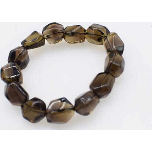 Smoky quartz/white crystal baroque faceted bracelet 7.5inch FPPJ wholesale beads nature AA