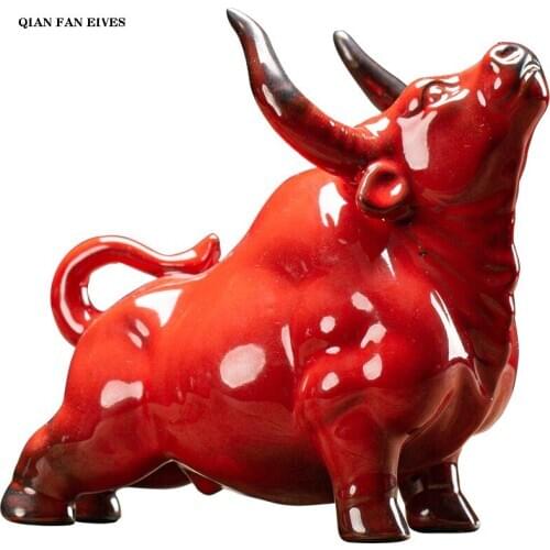European ceramic bull figurine，Modern art sculpture，Home decoration accessories，Office decoration figurines，free delivery