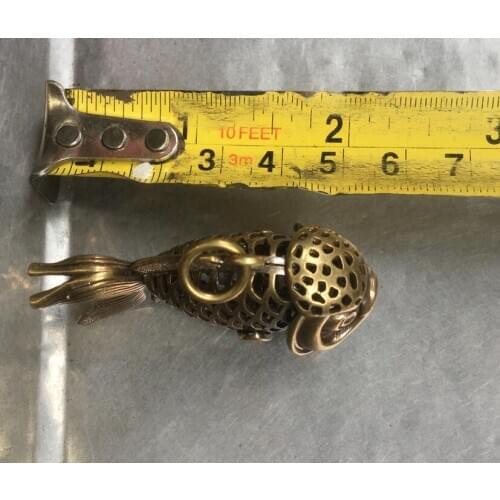 6cm Exquisite bronze pendant goldfish sachet Statue