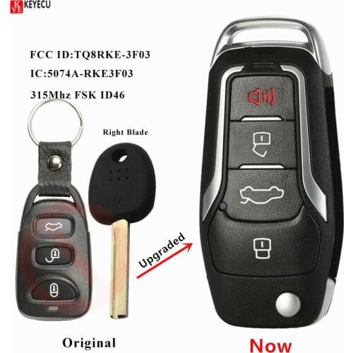 KEYECU Upgrade Remote 3Buttons + Panic Flip Folding Car Key For Hyundai Elantra GT I30 2013-2017 FCC TQ8RKE-3F03 315Mhz FSK ID46