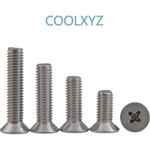 KM Authentic 304 Stainless Steel Cross Countersunk Machine Screw GB819 Flat Head Screw M1 M2.5 M3 20PCS