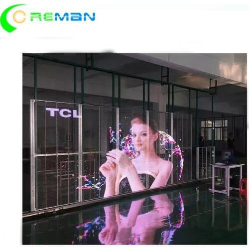 Commerical advertising led video wall monitor indoor P3.91-7.81mm transparent glass led display