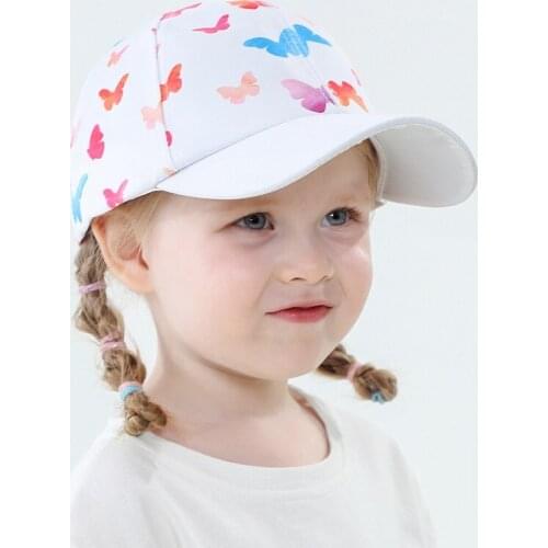 Summer Kids Girls Boys Printing Cotton Baseball Cap Butterfly Car Sun Hat For Children Cartoon Bonnet