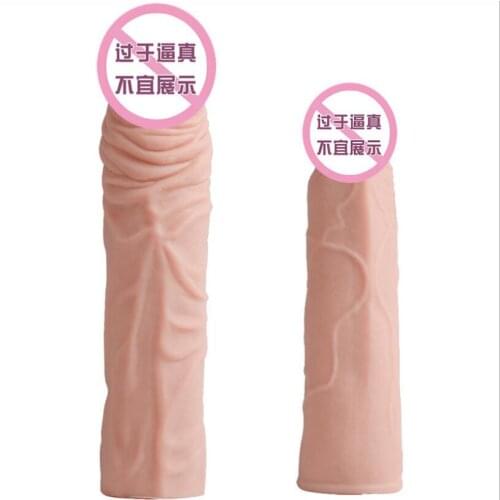 Soft Silicone Penis Extender Reusable Condoms Sleeve Dick Cover Dildo Enlargement Male Cock Ring Adult Sex Toys for Men S0810