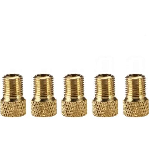 5piece/set Brass Presta to Schrader Valve Adapter French/UK to US, Compatible with Bilke Standard Pump or Air Compressor