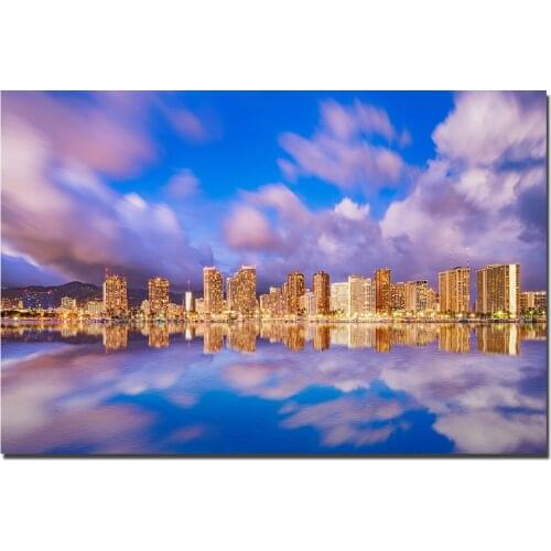 Waikiki Hawaii Cityscape Poster Unframed Canvas Painting Wall Art Pictures Print For Living Room