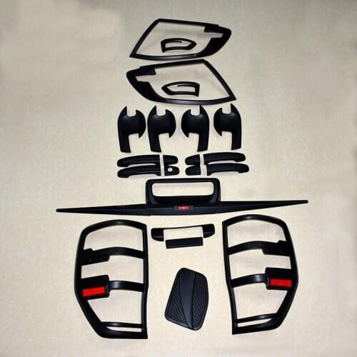 FIT For Ranger T7 2012-2014 Handle Bowl Fog Lamp HeadLight Tailigt Cover Trim ABS BLACK Detector Car Styling Accessories