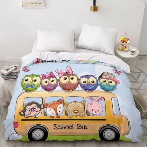 1Pcs 3D Printed Cartoon Childern Animals School Bus Duvet Cover Printing NO Pillowcases And NO Sheets Home Textiles Comforter