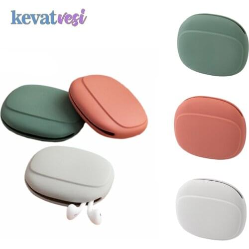 Portable Data Cable Headphone Storage Box Simple Mobile Phone Data Cable Organizing Bag Silicone Storage Box Cute coin purse