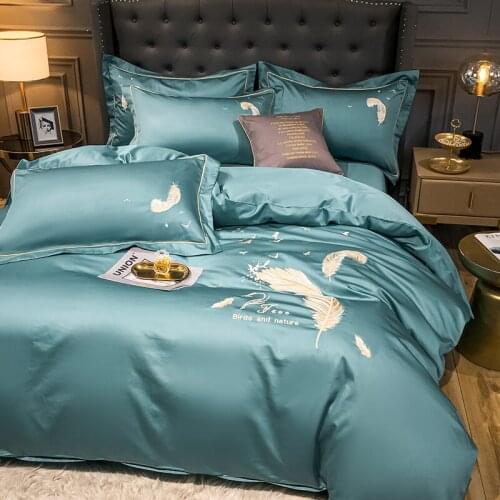 European Style Egyptian Cotton Embroidery 600TC Bedding Sets Duvet Cover Pillowcase Flat Sheet Luxury Twin Queen King 3-4pcs #sw