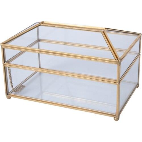 Practical Gold Glass Mirror Tissue Box Exquisite Glass Makeup Tissue Storage Box Elegant Gift for Birthdays Christmas Weddings