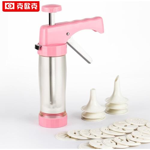 KEOUKE Cookies Press Icing Sets Baking Tools Biscuits Press Machine Making Mold With 16 Cookie Molds and 6 Nozzles Kitchen Tool