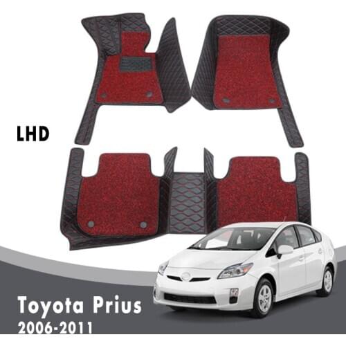 Luxury Double Layer Wire Loop Car Floor Mats Carpets For Toyota Prius 2011 2010 2009 2008 2007 2006 Auto Accessories Leather