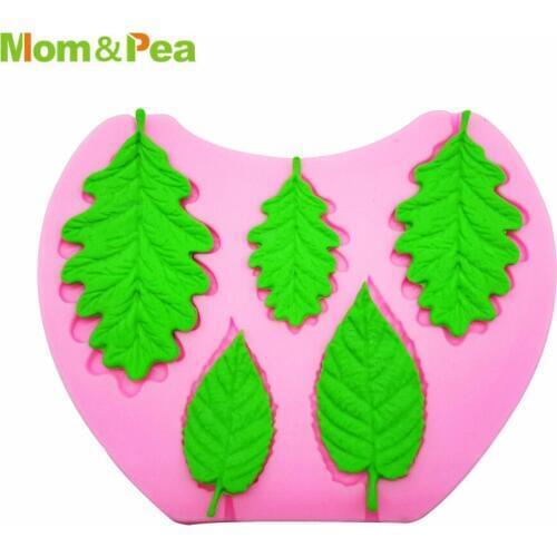 Mom&Pea MPA2100 Leaf Shaped Press Silicone Mold Cake Decoration Fondant Cake 3D Mold Food Grade