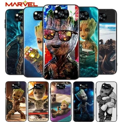 Groot Marvel Avengers for Xiaomi Poco X3 NFC X2 M3 M2 F2 F3 Pro C3 F1 A2 Lite Mix3 Play Silicone Soft Black Phone Case